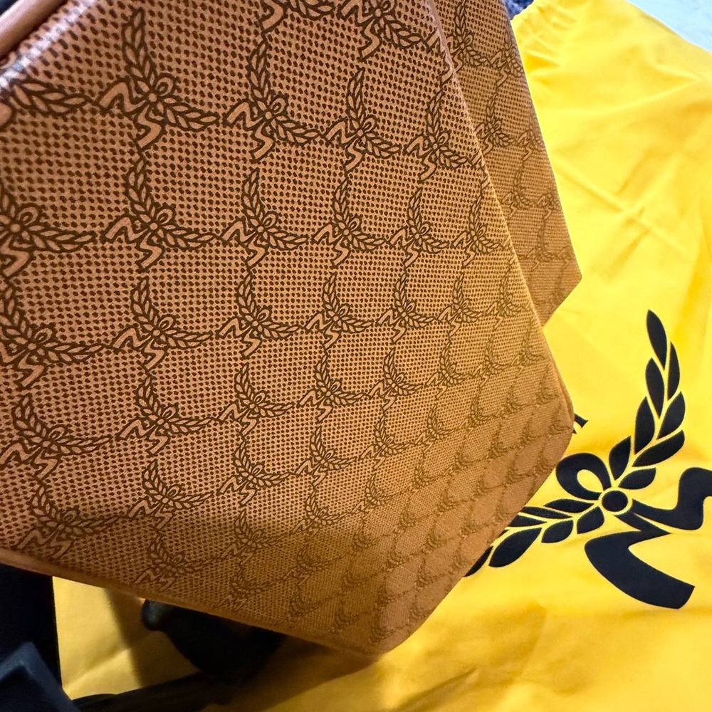 MCM Black and Tan Monogram Backpack - Picture 9 of 10